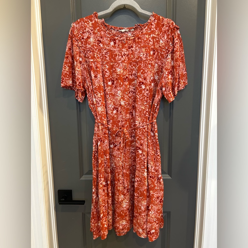 Fat Face Orange Flutter Sleeve Dress